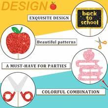 12pcs Back To School Colorful Pencil, Apple, Blackboard, Welcome Back To School, Scissors, Book, ABC 123, Cake Decoration Toppers, Suitable For Back To School Party Scene Decoration And Cake Decoration Toppers - View 5