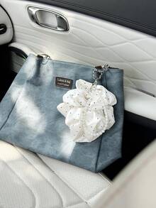 Creative Hair Scrunchie Car Keychain Pendant Car Key Chain Bag Charm Car Key Ring - Polka Dot Style - View 3