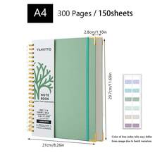 Cuaderno Espiral A4, Papel Grueso de 110 g/m², 300 Páginas (150 Hojas), 4 Colores Disponibles, Bolsillo de Almacenamiento Integrado, talla grande Cómodo de Usar. También Conocido Como Cuaderno Espiral, Cuaderno de Bobina, Cuaderno de Hojas Sueltas, Tamaño B5, 160 Páginas (80 Hojas). - Multicolor - Ver 12