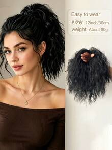 Fluffy Curly Bob Wig, Synthetic Heat-Resistant Ponytail Hair Extension, Suitable For Daily Wear, Adds Volume, Halloween - Multicolor - View 13