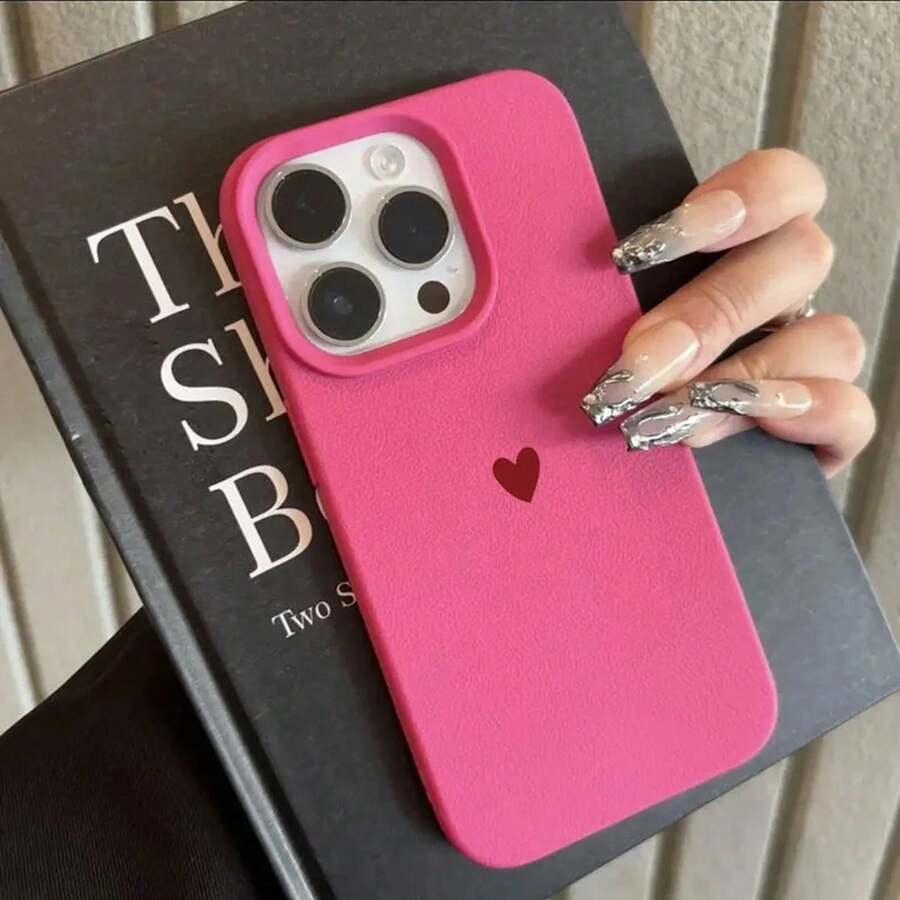 Simple Red Love Heart Soft TPU Phone Case For IPhone 17 Air 16 14 13 12 11 Pro Max 7 8 Plus Cover For IPhone 16E 15 Pro Cases - T12283玫瑰紅 - 查看 1