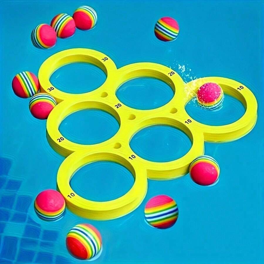 1+10pcs Swimming Pool Toss Game Set, Family Gathering Water Sports Floating Pool Toy, Toss Game Water Mat, Suitable For Water Floating Toss Game Sports, Fun Game For Family And Friends, Suitable For Adults And Ages 14+, Suitable For Pool Parties, Outdoor Games And Holiday Celebrations - A - View 1