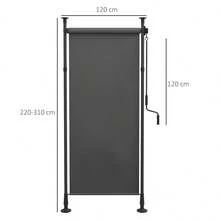 Toldo vertical para balcón 120x220-310cm resistente a la intemperie con manivela de poliéster gris oscuro para terraza y jardín On-Site - Gris oscuro + aluminio - Ver 4