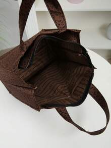 DLIU 1 buah, Produk Baru, Kain Tebal, Tas Tangan, Tas Bekal, Tas Bento, Tas Persegi, Tas Penyimpanan Kotak Bekal, Tas Perjalanan Kerja, Tas Belanja, Cocok Untuk Perjalanan Kerja, Bekal Sekolah, Piknik Portabel, Penggunaan Sehari-hari. - Coklat - View 7