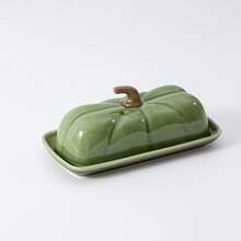 1pc Pumpkin Shaped Ceramic Butter Dish With Lid, Autumn Harvest Thanksgiving Decorative Butter Container, Covered Butter Tray For Kitchen Counter Dining Table Home Party, Thanksgiving Harvest Gift For Kitchen Lovers - View 15