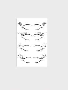 1 Sheet Decorative Eyeliner Shape Face Temporary Tattoo Sticker, Waterproof Long Lasting Fake Tattoo Lasts 2-3 Days, Used For Eye Corner Temple Makeup - Black - View 4