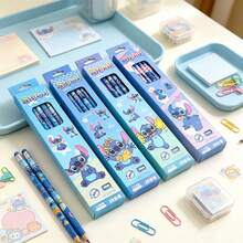 1set The Cure Cartoon Drawing Pencil Gift Box, Light Blue Gradual Change Soft Color Matching, Childlike Cartoon Pattern, Suitable For Daily Writing, Art Hand-Painted, Stationery Gifts For Children. (Stochastic Style) - Multicolor - View 2