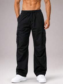 CZRLHYT Men's Loose Straight Leg Drawstring Waist Sweatpants, Comfortable And Durable, Suitable For Outdoor Activities, Running And Fitness Workouts - Black - View 1