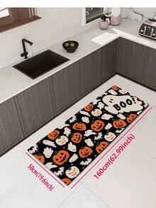 1/2pcs Halloween Kitchen Decor Rug, Halloween Cute Ghost Pumpkin Kitchen Rug And Mat, Non-Slip Washable Absorbent Kitchen Accessories Decor Mat, Best Halloween Party Decoration! - Multicolor - View 11