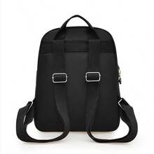 1pc Pure Black Nylon Large Capacity Backpack, Commuter Casual Versatile Fashion Women's Shoulder Bag - Black - View 4