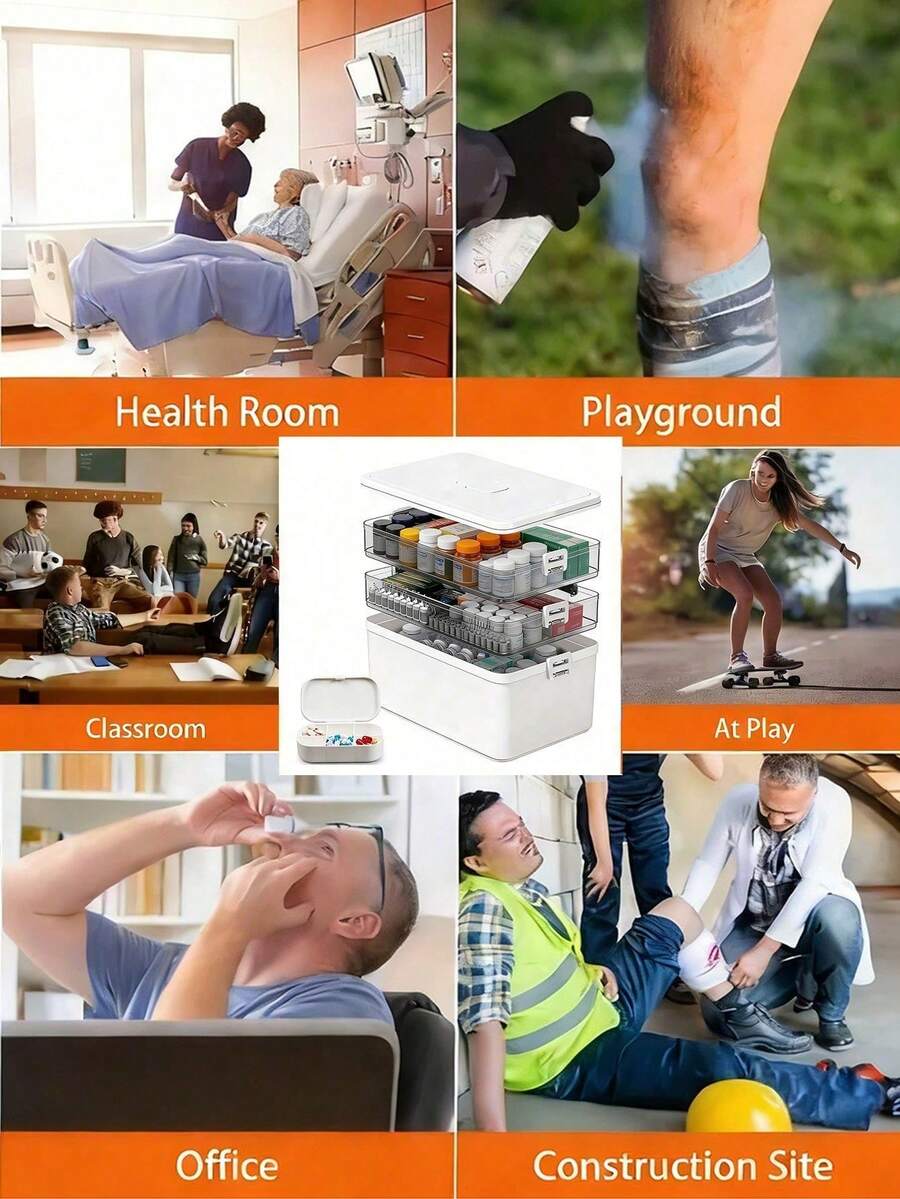 VOOVA 1layers Medicine Organizer - White - View 1