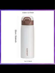 1pc Stainless Steel Insulated Water Bottle With Fashionable Dual-Use Lid, Suitable For Outdoor And School, Unisex - Multicolor - View 7