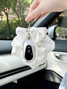 Creative Hair Scrunchie Car Keychain Pendant Car Key Chain Bag Charm Car Key Ring - Polka Dot Style - View 11