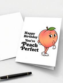 1pc Creative & Funny Birthday Greeting Card, Innovative Design, Thick Card & Envelope - Happy Birthday You're Perfect - Cute Peach Design, Suitable For Friends, Sisters, Brothers, Colleagues, Valentine's Day And Gag Gifts For Buddies - View 2