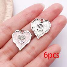 6/10 pièces pendentif cœur ondulé émaillé, breloque fleur en alliage avec strass, accessoires pour la fabrication de bijoux, matériaux DIY pour bracelet, collier et boucles d'oreilles faits main - Cœur - Voir 13