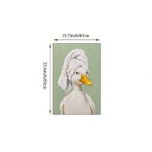 1pc Funny White Duck Wearing Head Towel Wall Art Canvas Poster Prints Oil Painting Artwork Picture Giclee Print Cute Animal Bathroom Restroom Bedroom Green Background Home Decoration Decors Unframed/Framed/Wooden Hanging - Pattern - View 14