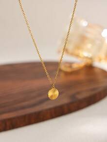1pc Stainless Steel Exquisite Cat Eye Stone Pendant Gold Multi-Layer Stackable Necklace, Suitable For Women's Daily Wear, Dating And Party Occasions. - Gold - View 9