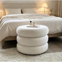 Boucle Cloud Storage Ottoman, Cream - Cream - View 3