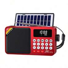 Radio Darurat Portabel Mini Tenaga Surya AM FM SW, Layar LED, Speaker Bluetooth Nirkabel, Senter, Power Bank, Mendukung Kartu TF, Slot USB, Penerima Darurat untuk Berkemah di Luar Ruangan, [Kapasitas Baterai: 1200mAh] - View 7