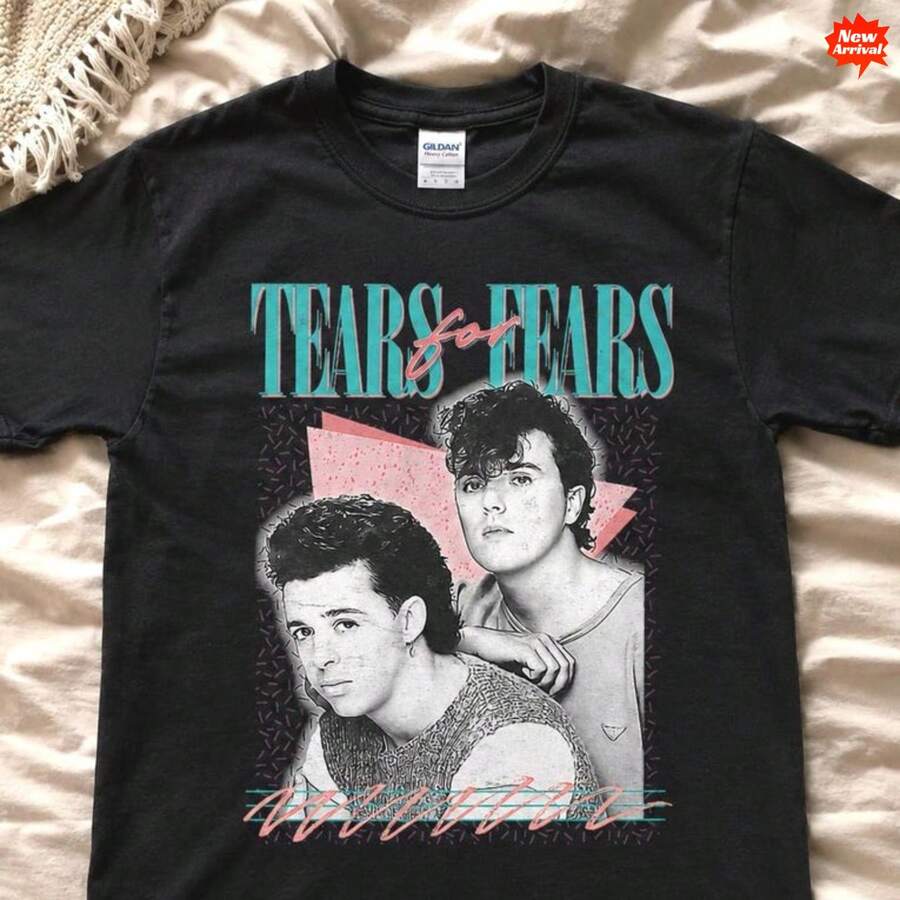 قميص Tears For Fears - ملابس علوية نسائية عتيقة من الثمانينيات - الأسود - مشاهدة 1