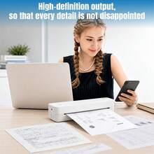 ORICO A4 Portable Thermal Paper Printer - Built-In Battery, Compatible With 216MM-56MM Width Paper, Inkless, Lightweight And Mini, Suitable For Home, Office, And Travel - White - View 3