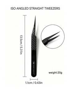 1pc Precision Eyelash Extension Tweezers, Stainless Steel Ultra-Hard Black Anti-Static Lash Tool For Isolation, Picking And Professional Salon Use, Winky Beauty - Black - View 7