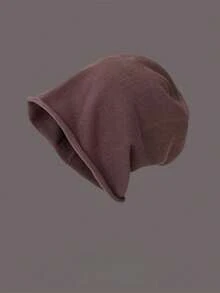 1pc Large Loose Knit Hat, Unisex, Minimalist Solid Color Ribbed Knit Beanie, Suitable For Casual Street Style, All Season Wear - A - View 11