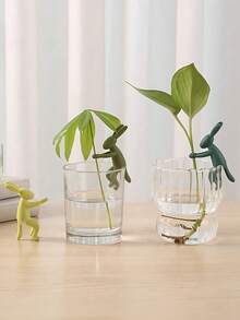 Haus Hana 水培植物支架兔子形塑料固定器家用盆栽鱼缸花瓶植物生长直立架园艺摆件装饰架 - 彩色 - 查看 1