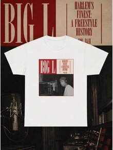 Camiseta de Hip Hop y Rap de los 90s de Big L Harlem para Hombre - Camiseta Retro de Ídolo del Rap con Estampado de la Portada del Álbum, Top Casual de Verano con Cuello Redondo, Adecuada pa - Blanco - Ver 6