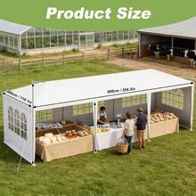 Steel Frame Party Tent For Garden & Outdoor Events, Assembly Canopy With Splash-Resistant PE Cover, Multiple Sizes & Colors Available, Modern Outdoor, White - White - View 11