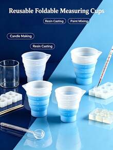 Collapsible Silicone Measuring Cup, Reusable Foldable Container Measuring Cup, Multi-Purpose Silicone Mixing Cup, Suitable For Paint Mixing, Resin Jewelry Crafts, Heat-Resistant Soft Silicone Measuring Cup, Suitable For Studio And Outdoor Handmade Creations - Multicolor - View 2