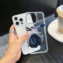 1pc Racing Pattern Black & Silver Phone Case Compatible With Apple Phones - 彩色 - 查看 4