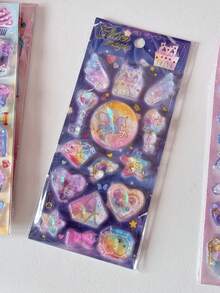 Glitter Magic Liquid Shaker 3D Puffy Stickers Cute Unicorn Fruit Cake Sequins Floating Sticker Kawaii Journal Scrapbooking Card Decor DIY Korean Stationery - Color - View 5