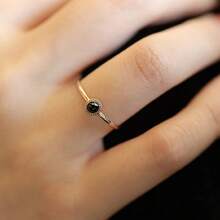 1pc French Vintage Fashion Minimalist Luxury Exquisite Personalized Elegant Sophisticated Cubic Zirconia Round Ring, Suitable For Women's Daily Wear - Gold - View 3