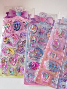 Kawaii 3D Liquid Shaker Stickers Cute Cartoon Animal Heart Sequins Filled Shake Stickers Waterproof PVC Decals For Journal Scrapbooking Planner Phone Case DIY Craft Stationery Gift - Color - View 2