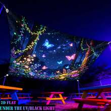 1pc QD_VIVIOS UV Glow-In-The-Dark Tent Fabric, Suitable For Beach Camping, Portable Lightweight Polyester Canopy With Colorful Butterfly And Forest Floral Pattern, Easy To Assemble Sunshade (Frame Not Included) - A - View 8