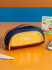 Large Capacity Pencil Case, Beautiful And Practical, Office Stationery Storage Bag, Simple And Durable, Multi-Functional Design, , First Day Of School - Multicolor - View 12