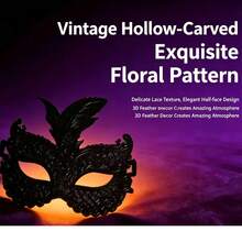 Women's Half Face Sexy Halloween Mask, Perfect Accessory For Masquerade, Party, Cosplay And Photo Shoot, Great Choice For Women's Evening Party Decor - Black - View 4