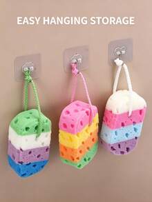 Exfoliating Bath Sponge Body Sponge - Soft Foaming Bath Ball, Colorful Striped Design, Gentle Exfoliation For Body And Face, Durable And Easy To Clean, Suitable For Home And Commercial Use, Bathroom Decor, Lively Design, Soft Touch - Multicolor - View 5