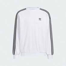 adidas originals OVERSIZE CREW 舒適柔軟運動寬鬆圓領衛衣 男款 白色 - 白色/黑色 - 查看 5