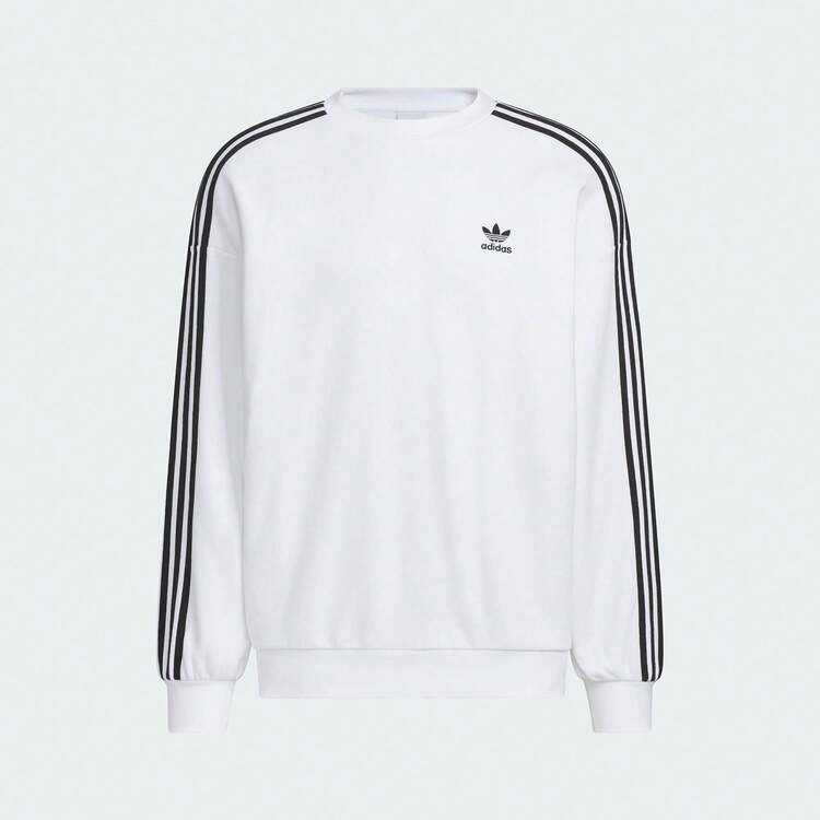 Adidas Originals OVERSIZE CREW Comfortable Soft Loose Fit Crewneck Sweatshirt Men's White - White/Black - View 5