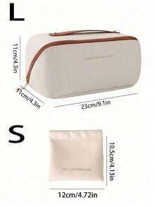 PU Leather Waterproof Cosmetic Bag, Multifunctional Travel Storage Bag,Large Capacity Double Layer Cosmetic Bag, Cosmetics Organization And Storage,Cosmetic Storage Bag, Skin Care Bag Autumn University Essentials - Portable - View 6