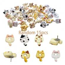 10/15/20pcs Creative Cat Design Resin Push Pins, Cute Photo Wall Cork Board Decoration Thumb Tacks - Multicolor - View 9