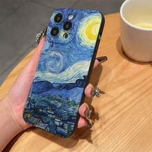 1pc Van Gogh Cat Pattern Shockproof Phone Case, Compatible With IPhone Models Galaxy S25, S25 Plus, S25 Ultra, A16, A36, A26 Protective Cover - Multicolor - View 3
