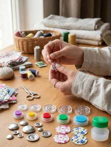 DIY Fabric Covered Button Making Kit, Multi-Size Aluminum Button Blanks & Assembly Tools, Cloth Wrapped Button Accessories For Coat, Windbreaker, Clothing Decoration, Handmade Craft Sewing Supplies For Garment & Ornament DIY Projects - Multiple Styles - View 3