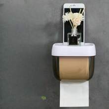 Suporte De 2 em 1 Papel Higiênico Caixa De Papel Higienco De Parede À Prova D 'Água Multifuncional - porta papel preto NOVO - Visão 1