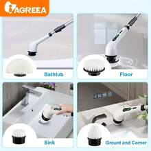 ENSSU [ Bestseller]New Multifunctional Electric Cleaning Brush, Telescopic Long Handle 9-In-1 Cleaning Brush, Cleaning Tool, Household Floor And Kitchen Sweeping Brush - Multicolor - View 6