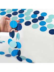 1 Set Blue Round Paper Banner Garland, Christmas Party Decoration, Party Backdrop, Scene Atmosphere Decor, Theme Party, Family Gathering, Home Decor - Multicolor - View 3