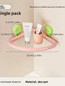 1PC Dopamine Wall-Mounted No-Drill Suction Cup Triangular Storage Rack, Bathroom Shelf, Suitable For Bathroom - Multicolor - View 10