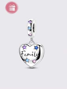 1 Pezzo Ciondolo a Forma di Cuore Apribile & Chiusurabile con Stelle Brillanti e Intarsio di Zirconi Cubici, Adatto per Bracciale & Collana Originale, Regalo Fai-da-Te per Donne - Multicolore - Visualizzare 5